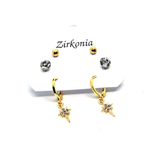 Toptan Altın Renk Kuyruklu  Yıldız Zirkon Küpe - 1079 – Image 4