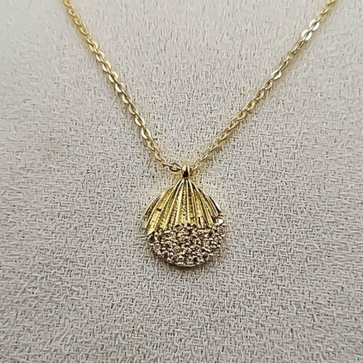 Collier en pierre de zircone couleur or et coquillage d'huître, vente en gros, 1110