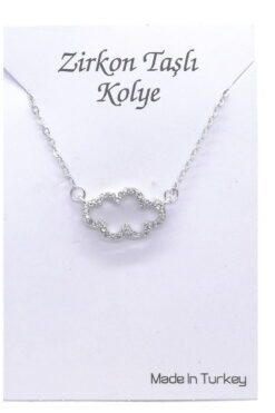 Toptan Gümüş Renk Zirkon Bulut Kolye - 1135 4 353717995f73416a89841b850214f050