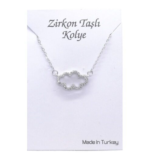 Toptan Gümüş  Renk Zirkon Bulut Kolye  - 1135 - Görsel 2