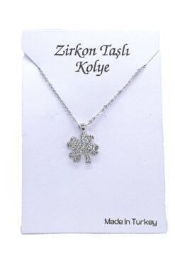 Wholesale Silver Color Zircon Stone Clover White Stone Necklace - 1134 3 366917d6972040b6b915ed716adad4af