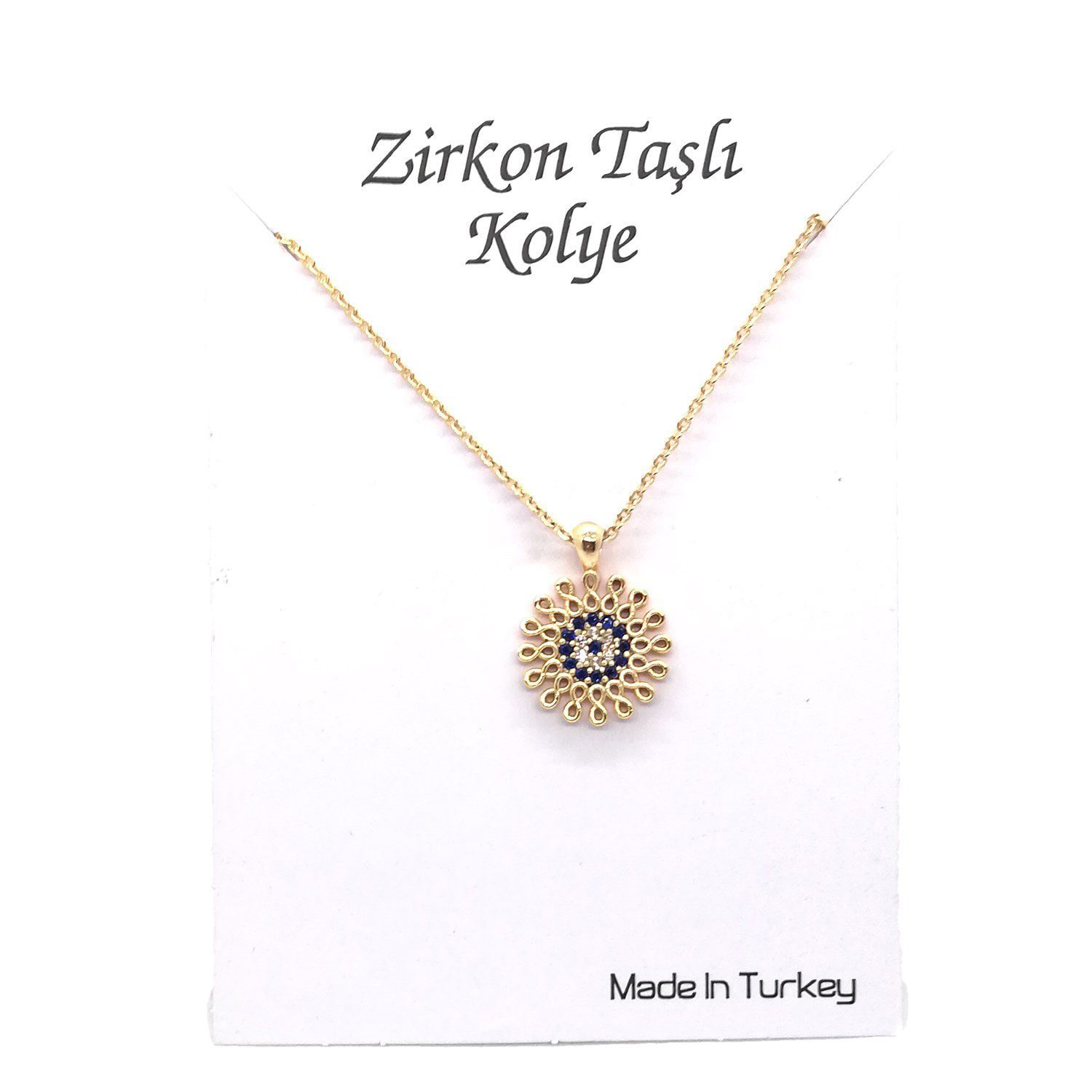 Toptan Altın Renk Zirkon Taşlı Yuvarlak Nazar Sonsuzluk Kolye - 1129 2 Toptan Altın Renk Zirkon Taşlı Yuvarlak Nazar Sonsuzluk Kolye  - 1129 - الصورة 2