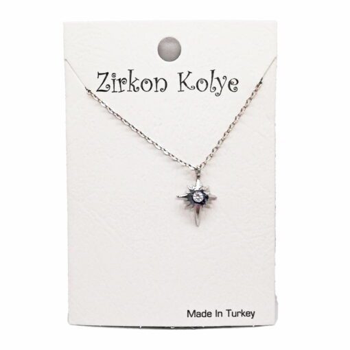 ⁦Toptan Gümüş Renk Zirkon Taşlı Kuyruklu Kutup Yıldızı Kolye  1118⁩ - الصورة ⁦2⁩