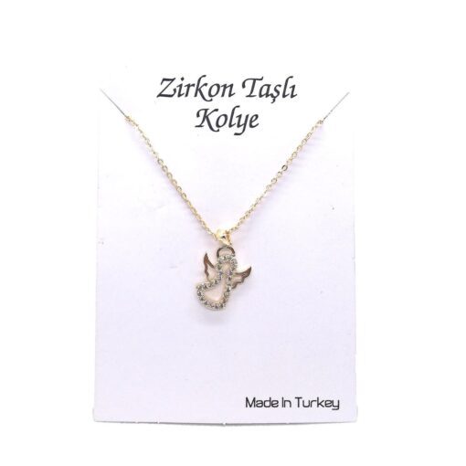 Toptan Altın Renk Zirkon Melek Kolye  - 1131 — изображение 2