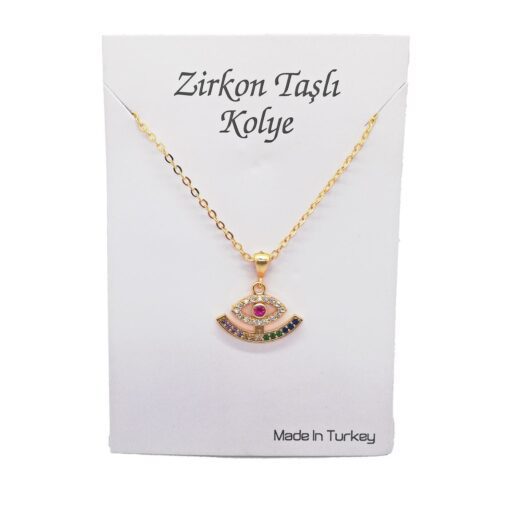 Wholesale Gold Color Zircon Colorful Eye Pendant - 1124