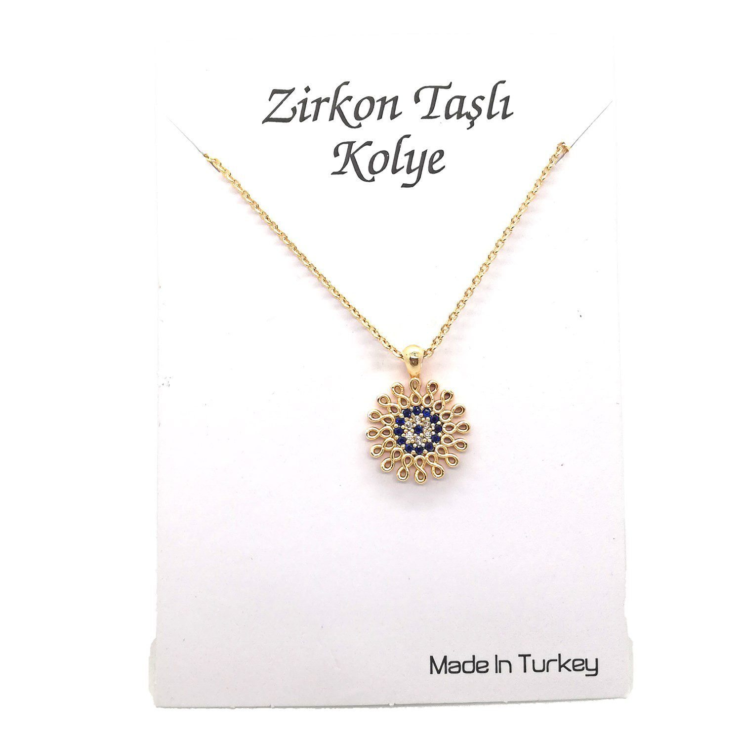 Toptan Altın Renk Zirkon Taşlı Yuvarlak Nazar Sonsuzluk Kolye - 1129 3 Toptan Altın Renk Zirkon Taşlı Yuvarlak Nazar Sonsuzluk Kolye  - 1129 - الصورة 3