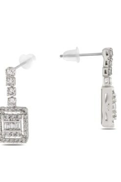 Toptan Gümüş Renk Şerit Sallantılı Çivili Zirkon Küpe - 1324 3 22df9dbbfd754f999ec011567980ceba