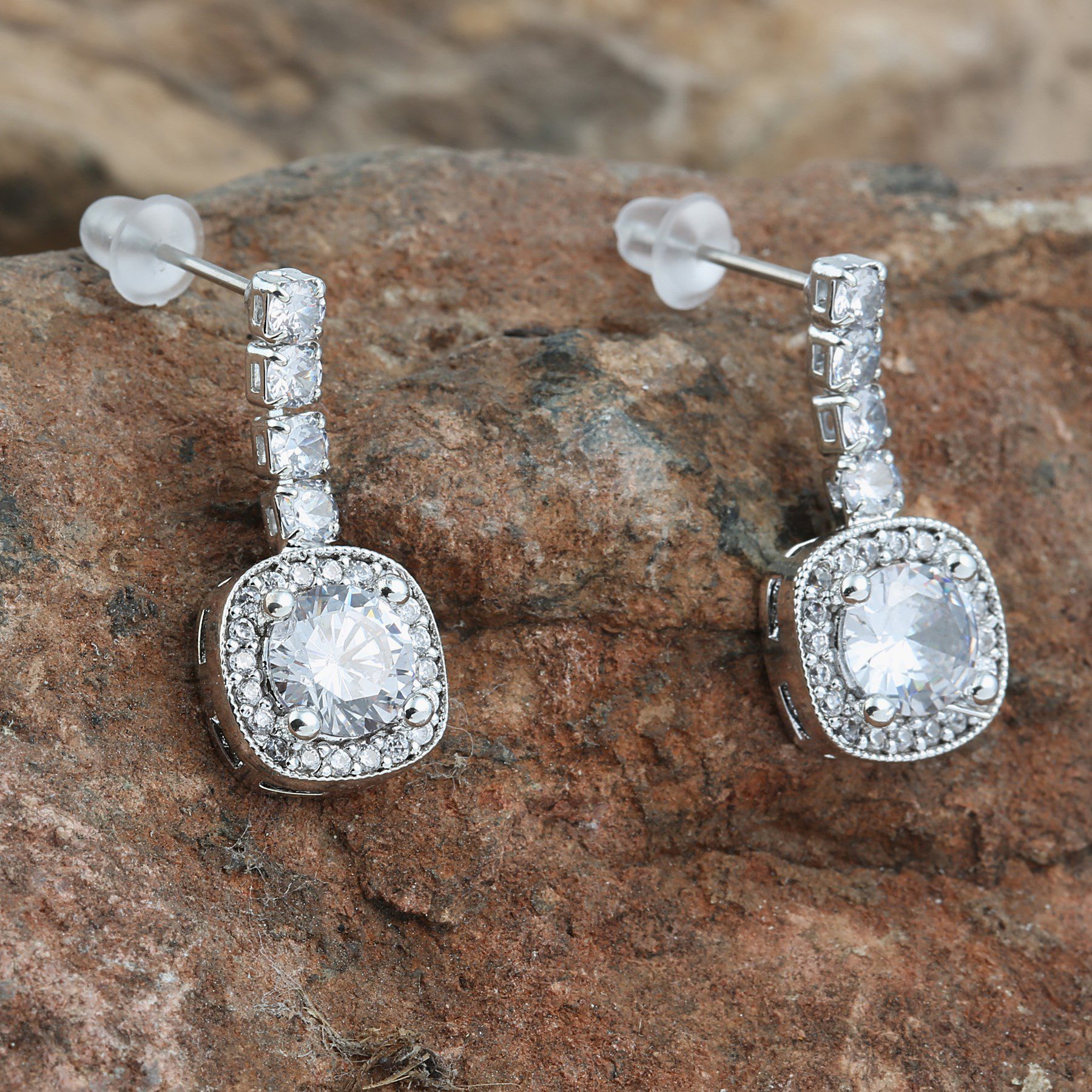 Оптовые серебряные серьги Mengec Zircon - 1243 3 Toptan Gümüş  Renk Menğeç Zirkon Küpe - 1243 — изображение 3