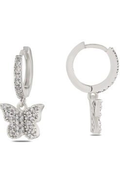 Toptan Gümüş Renk Mengeç Sallantılı Zirkon Küpe - 1340 3 65943004ae6446af9d5d1500b0afa402