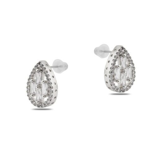 Boucles d'oreilles en zircon couleur argent en gros - 1398