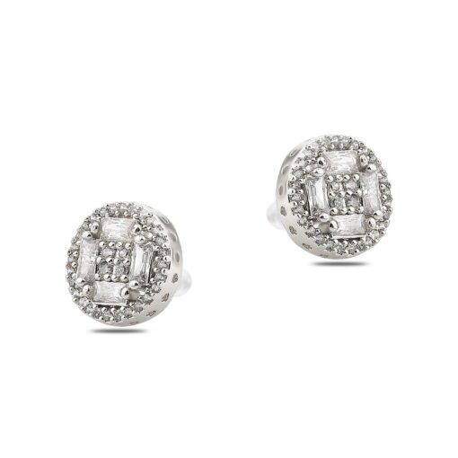 Grossiste Boucles d'oreilles en Zircon de couleur argent - 1394