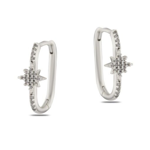 Boucles d'oreilles en zircon couleur argent en gros - 1382