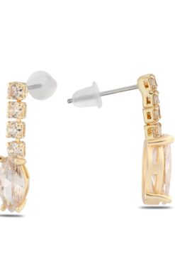 Toptan Altın Renk Şerit Sallantılı Çivili Zirkon Küpe - 1329 3 ffa86d7f6468492c99e2960528aad96d