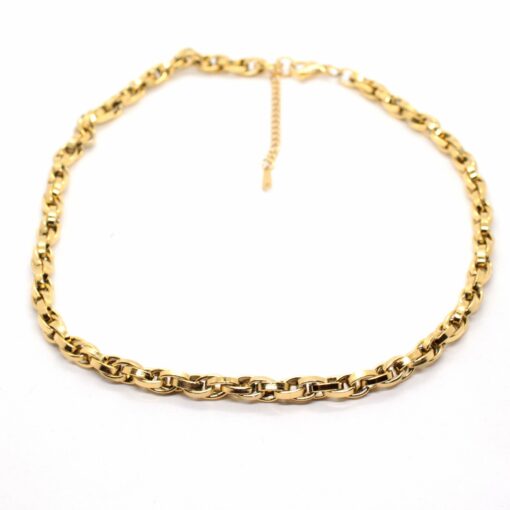 Großhandel Goldfarbene Unisex-Stahl-Ineinander greifende Halskette - 1452