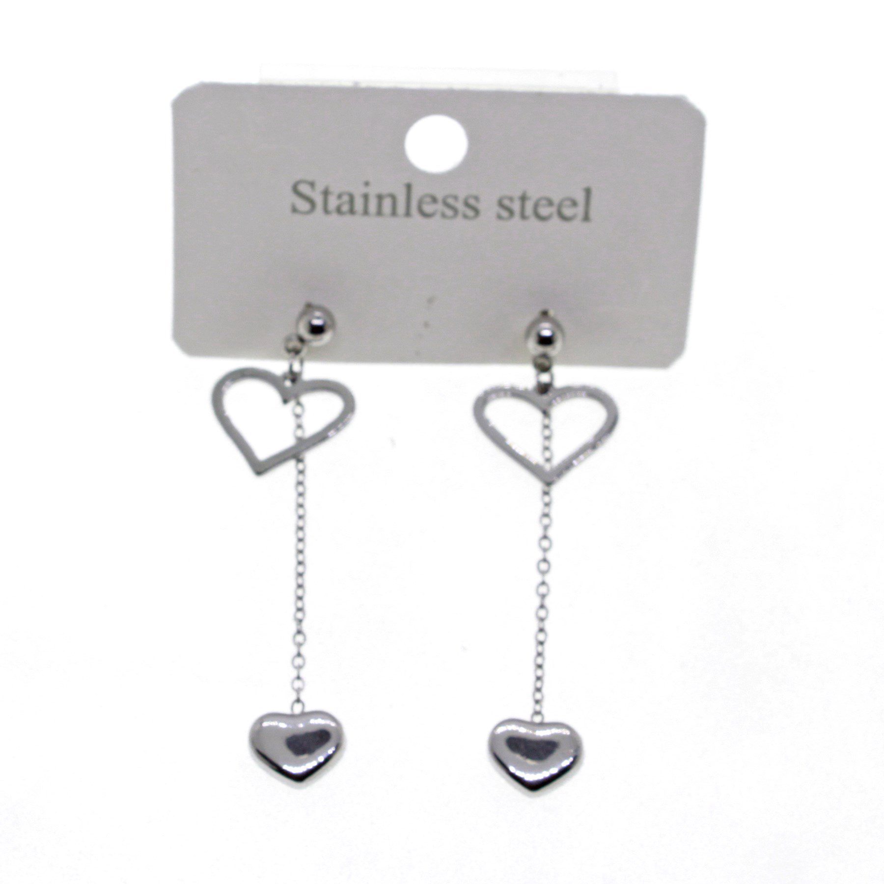 Toptan Gümüş Renk Kalp Sallantılı Kalp Çelik Küpe - 1575 2 Toptan Gümüş Renk Kalp Sallantılı Kalp Çelik Küpe - 1575 - Görsel 2