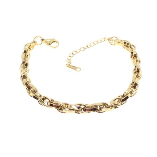 Wholesale Gold Plated Interlocking Chain Rope Unisex Steel Bracelet - 1655