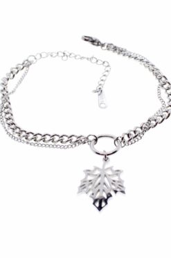 Оптовый стальной браслет серебристого цвета с листьями - 1668 3 75d269da6d534226b0c2a823d9aada4c