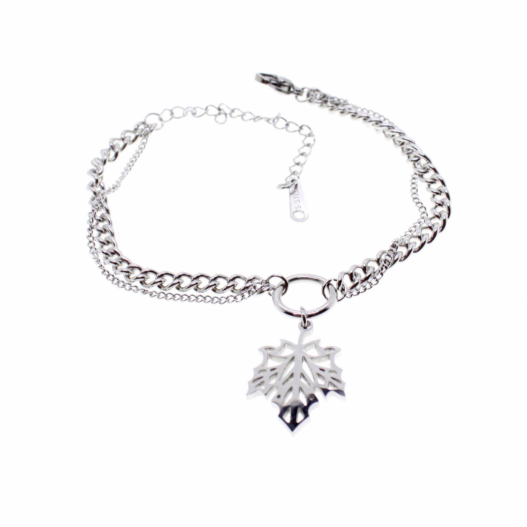 Оптовый стальной браслет серебристого цвета с листьями - 1668 2 Toptan Gümüş Renk Yaprak Model Çelik Bileklik - 1668 — изображение 2