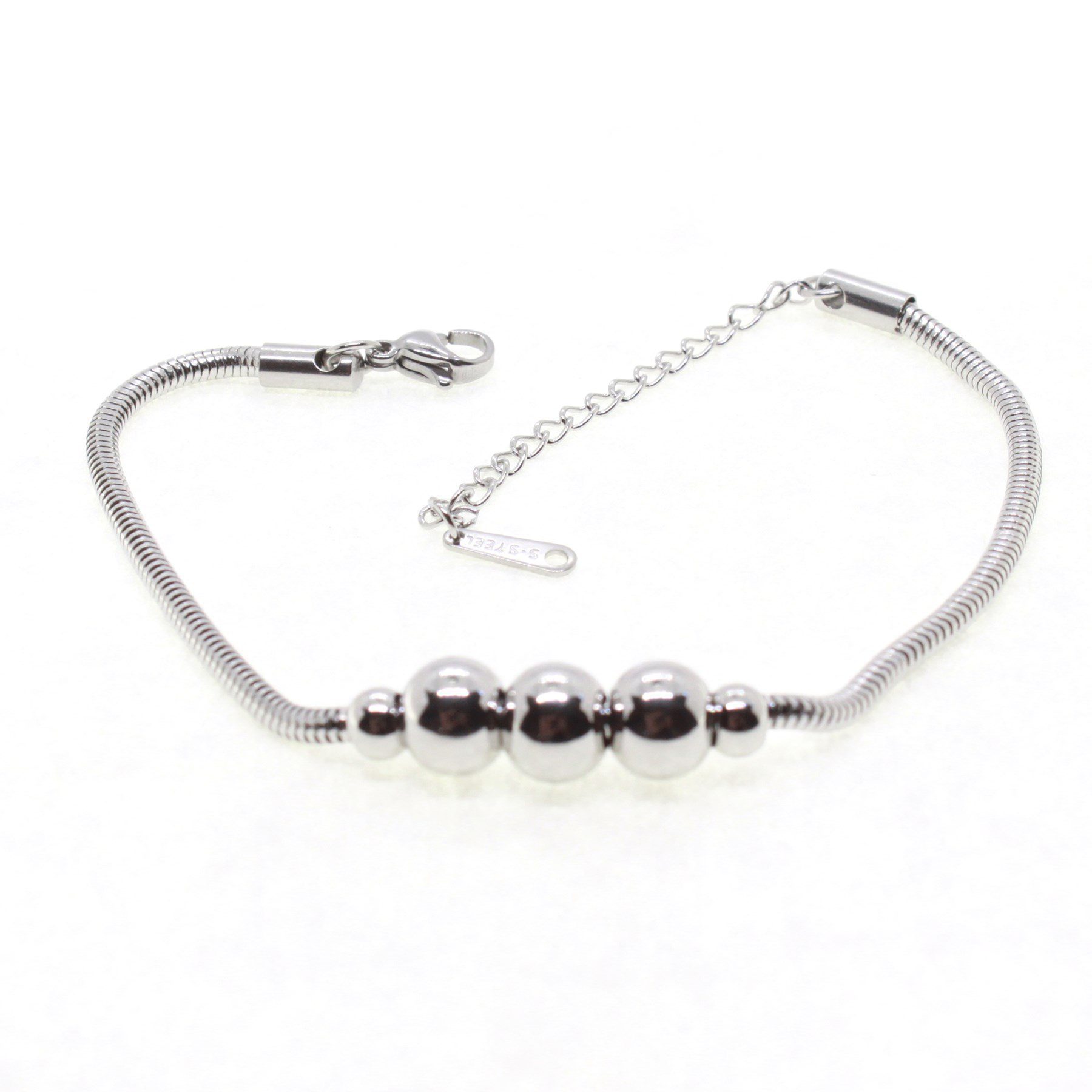 Toptan Gümüş Renk Beş Top Pandora Çelik Bileklik - 1619 2 Toptan Gümüş Renk Beş Top  Pandora Çelik Bileklik - 1619 - الصورة 2