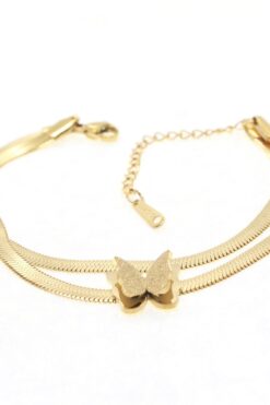 Toptan Altın Renk İtalyan Zincir Kelebek Model Çelik Bileklik - 1621 3 85c4b3ed09fb453593e986486d96d2e9