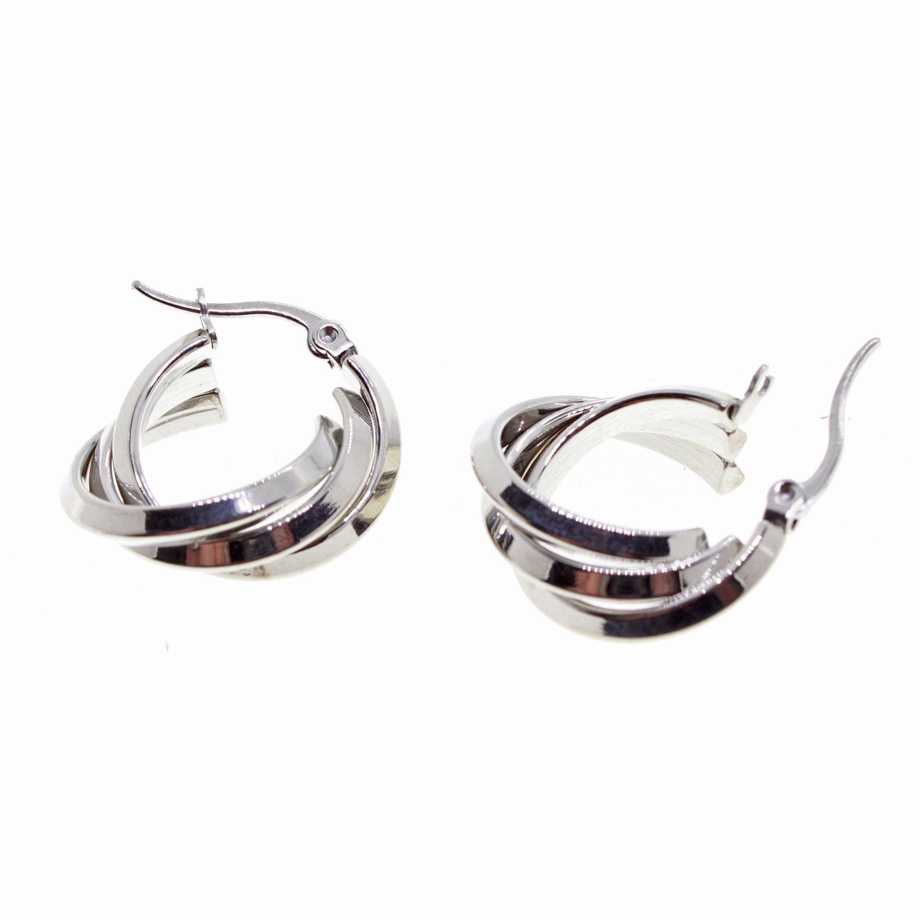 Toptan Gümüş Renk Sarmal Çelik Küpe - 1592 2 Toptan Gümüş Renk Sarmal  Çelik Küpe - 1592 - Image 2