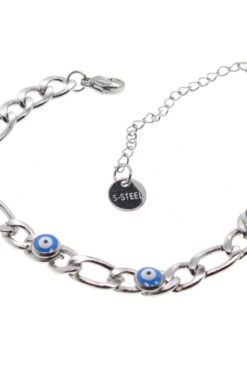 Toptan Gümüş Renk Nazar Şavin Motif Çelik Bileklik - 1557 3 9f032d616c804c6f9fd7246e6717dd90