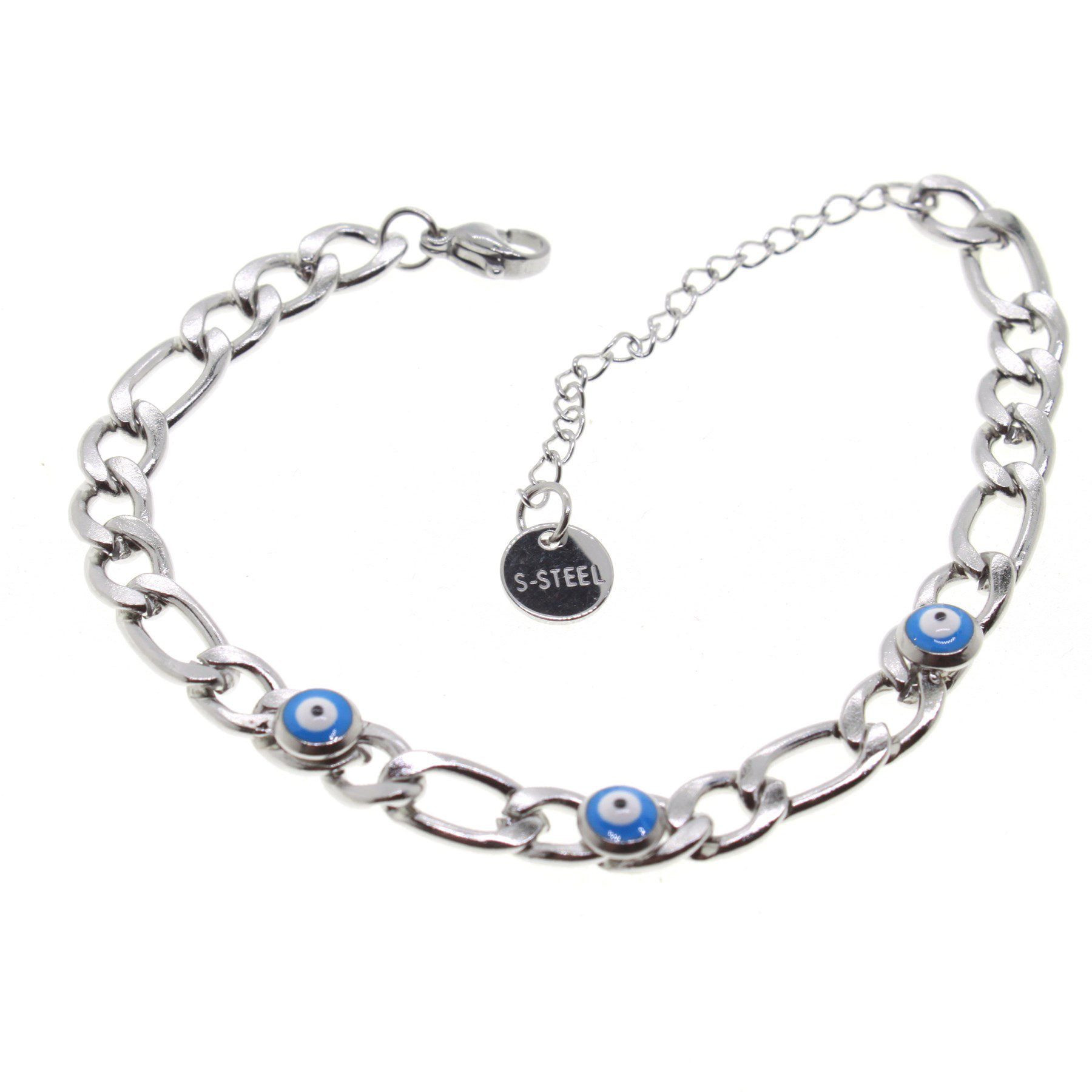 Toptan Gümüş Renk Nazar Şavin Motif Çelik Bileklik - 1557 2 Toptan Gümüş Renk Nazar Şavin Motif Çelik Bileklik - 1557 — изображение 2