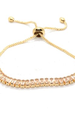 Bracelet rehausseur baguette en pierre blanche et zircon couleur or, vente en gros - 1413
