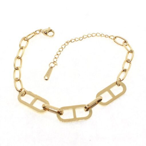 Großhandel Gold Farbe acht Rechteck Unisex Modell Stahlarmband - 1648