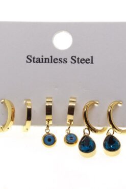 Toptan Altın Renk Mengeç Göz Damla Kombin Çelik Küpe - 1583 3 f5bea3e81a3f4e71888ca6f398383247