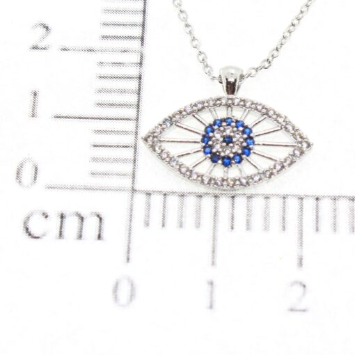 Toptan Gümüş  Renk Nazar Göz Zirkon Taşlı Göz  Model Zirkon Kolye - 1780