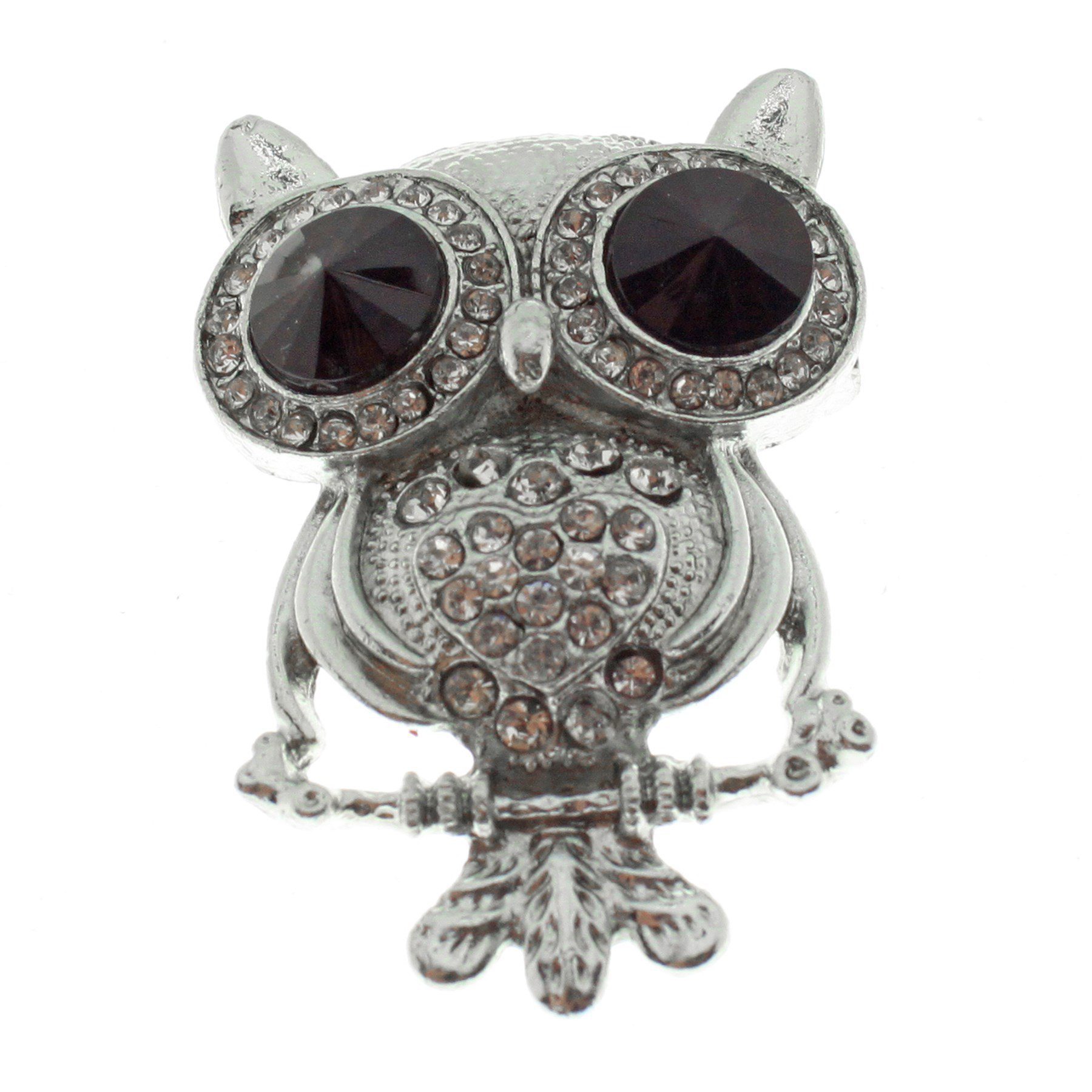 Toptan Gümüş Renk Siyah Göz Baykuş Model Broş - 1759 1 Wholesale Silver Color Black Eye Owl Model Brooch - 1759