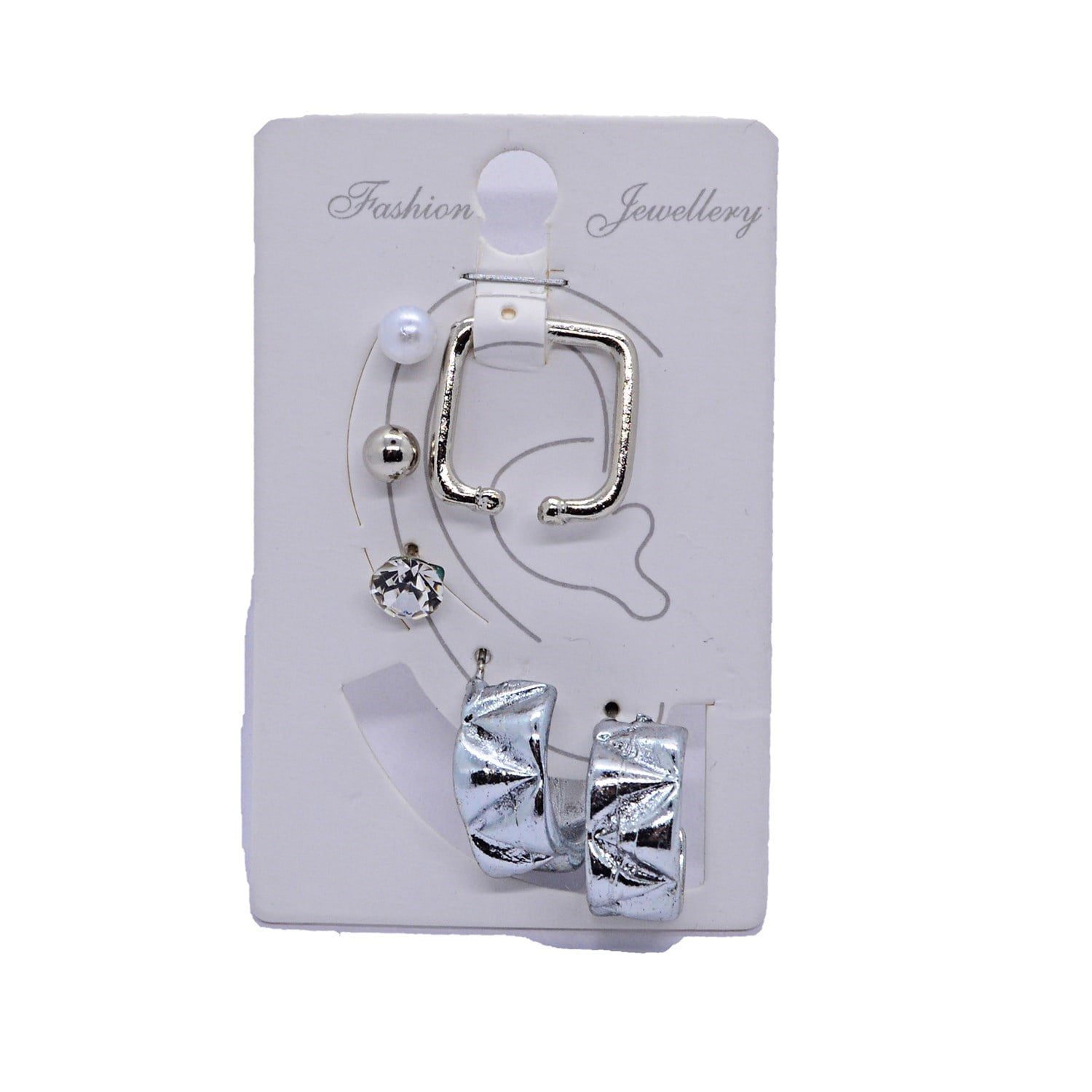Wholesale Silver Color Combination Earrings Mixed Model Cartilage Earrings - 1006 10 Toptan Gümüş Renk Kombin Küpe Karışık Model  Kıkırdak Küpe  - 1006 - Image 10