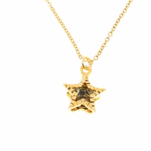 Toptan Altın Renk Yıldız Topaz  Renk Tek Taş Zirkon Kolye  - 1765 — изображение 2