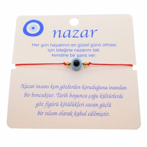 Toptan Altın Renk İp Karışık Göz Nazar İp Bileklik - 1808 — изображение 8