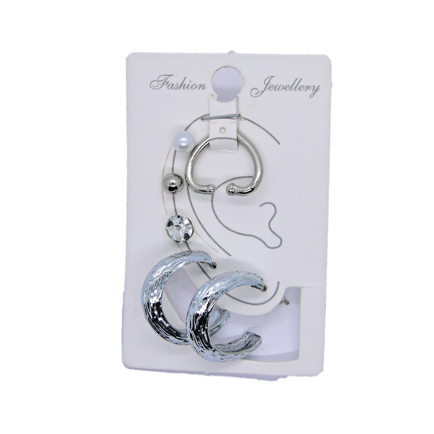 Wholesale Silver Color Combination Earrings Mixed Model Cartilage Earrings - 1006 12 Toptan Gümüş Renk Kombin Küpe Karışık Model  Kıkırdak Küpe  - 1006 - Image 12