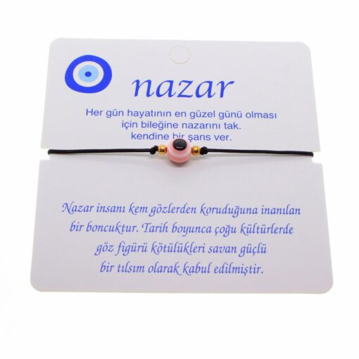 Toptan Altın Renk İp Karışık Göz Nazar İp Bileklik - 1808 — изображение 9