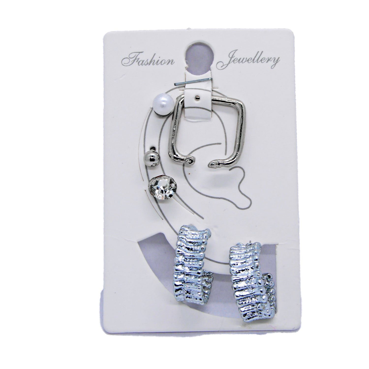 Wholesale Silver Color Combination Earrings Mixed Model Cartilage Earrings - 1006 8 Toptan Gümüş Renk Kombin Küpe Karışık Model  Kıkırdak Küpe  - 1006 - Image 8