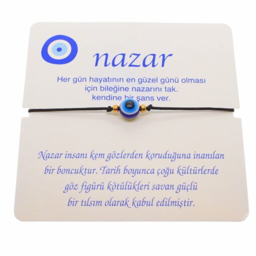 Toptan Altın Renk İp Karışık Göz Nazar İp Bileklik - 1808 — изображение 7