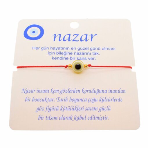 Toptan Altın Renk İp Karışık Göz Nazar İp Bileklik - 1808 — изображение 2