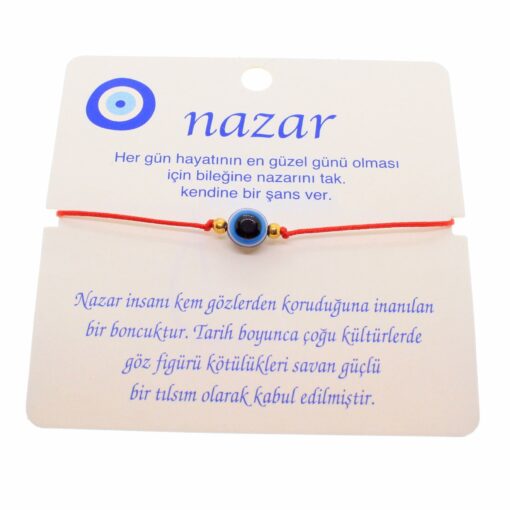 Toptan Altın Renk İp Karışık Göz Nazar İp Bileklik - 1808 — изображение 3