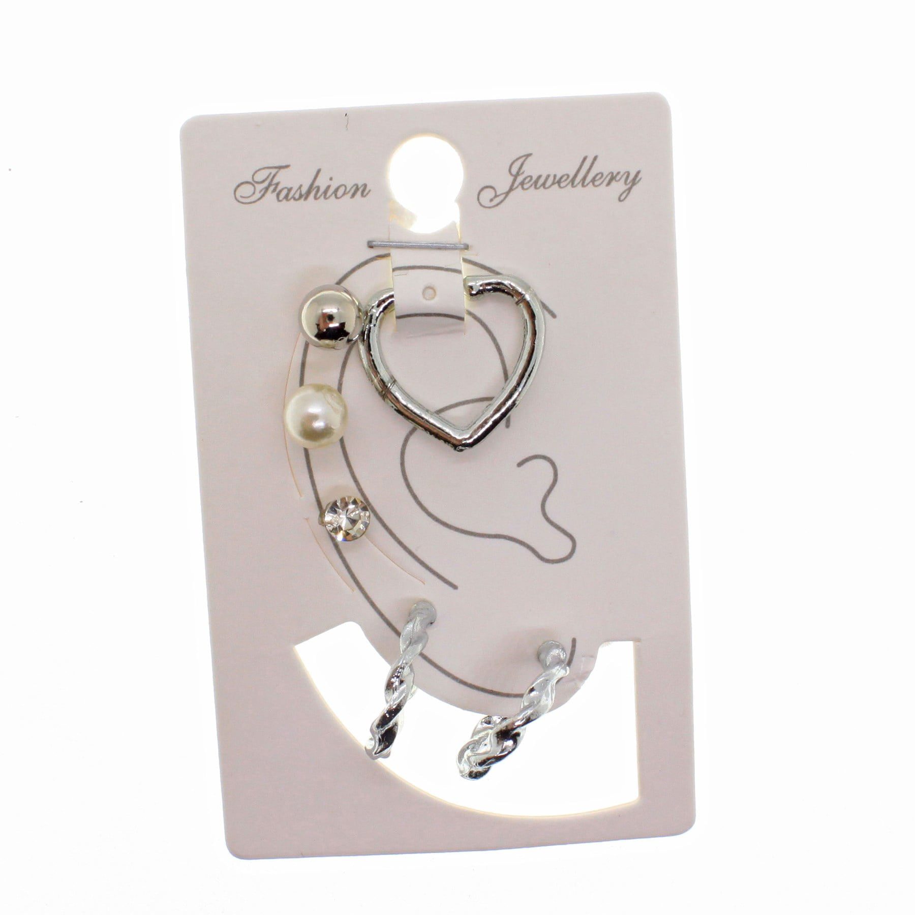 Wholesale Silver Color Combination Earrings Mixed Model Cartilage Earrings - 1006 14 Toptan Gümüş Renk Kombin Küpe Karışık Model  Kıkırdak Küpe  - 1006 - Image 14