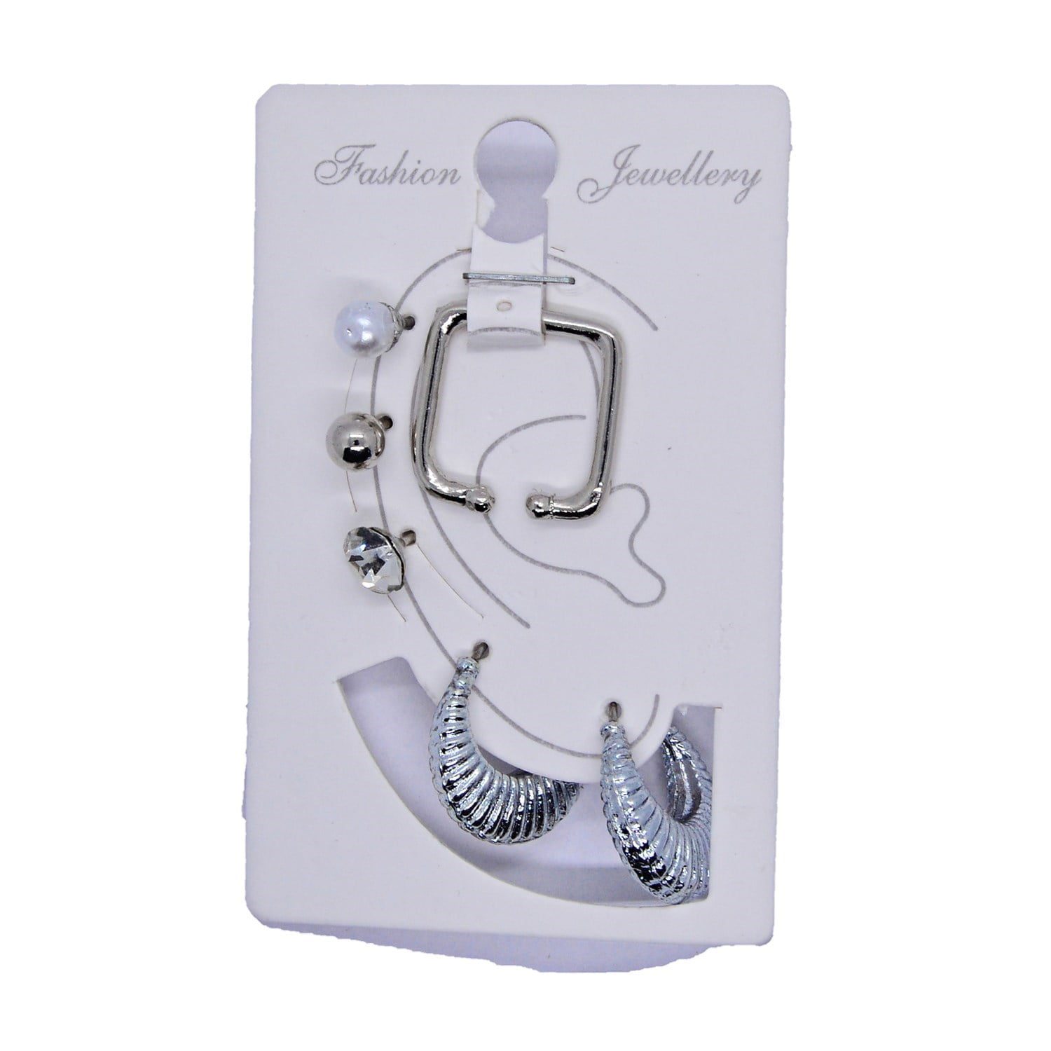Wholesale Silver Color Combination Earrings Mixed Model Cartilage Earrings - 1006 11 Toptan Gümüş Renk Kombin Küpe Karışık Model  Kıkırdak Küpe  - 1006 - Image 11