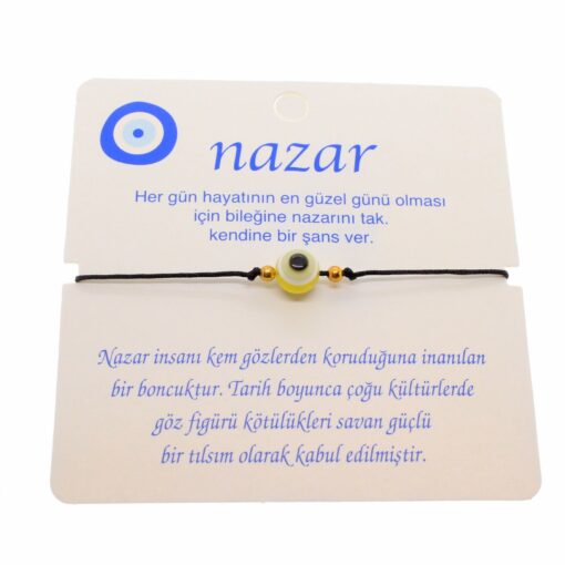 Toptan Altın Renk İp Karışık Göz Nazar İp Bileklik - 1808 — изображение 4