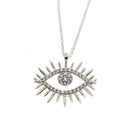 Collier en pierre de zircone couleur argent avec œil d'épine - 1893
