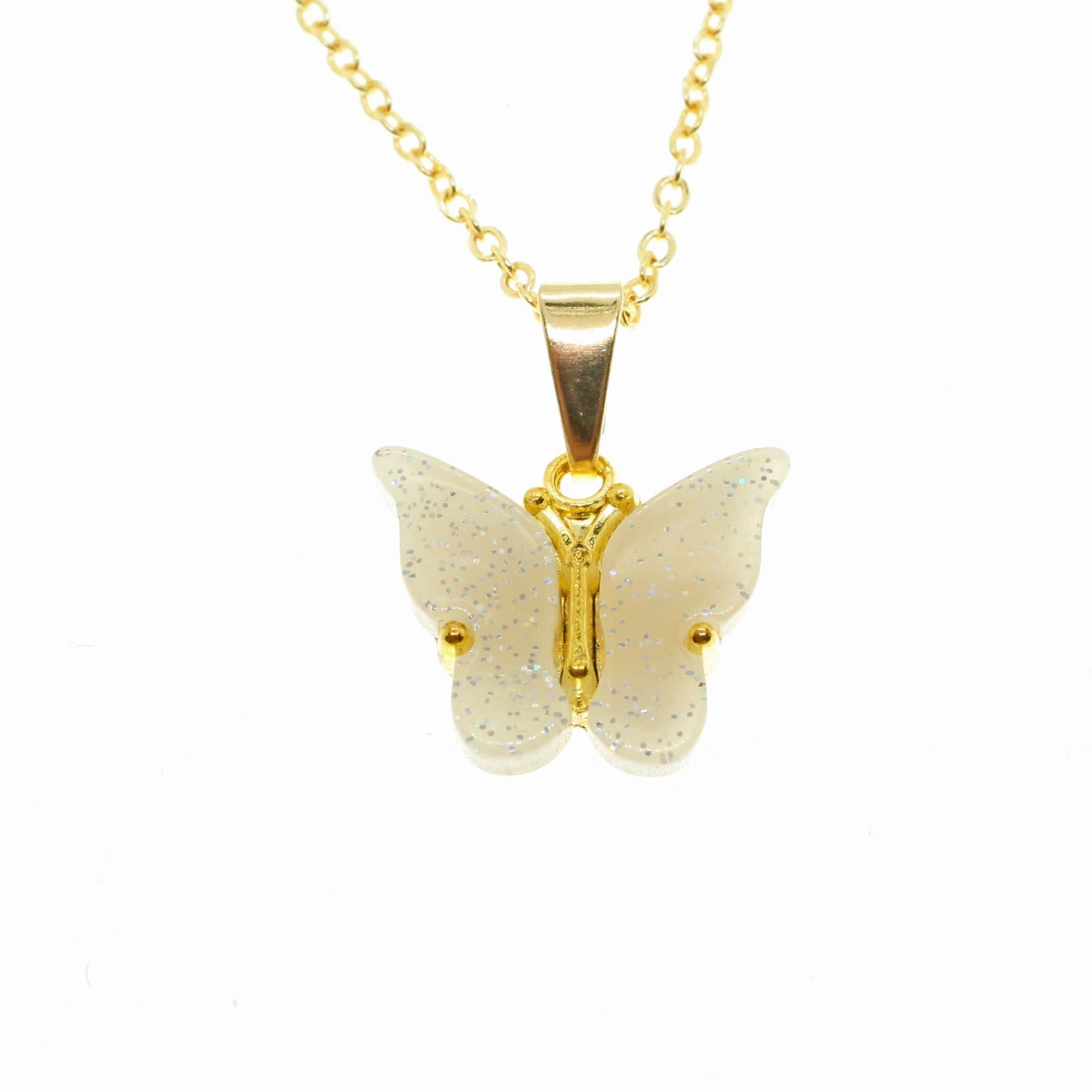 قلادة فراشة بيضاء مرصعة بحجر الزركون باللون الذهبي للبيع بالجملة - 1878 1 قلادة فراشة بيضاء مرصعة بحجر الزركون باللون الذهبي للبيع بالجملة - 1878