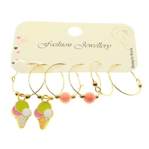 Wholesale Gold Color Ice Cream Combination Earrings - 1941