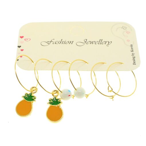 Boucles d'oreilles ananas couleur or en gros - 1962