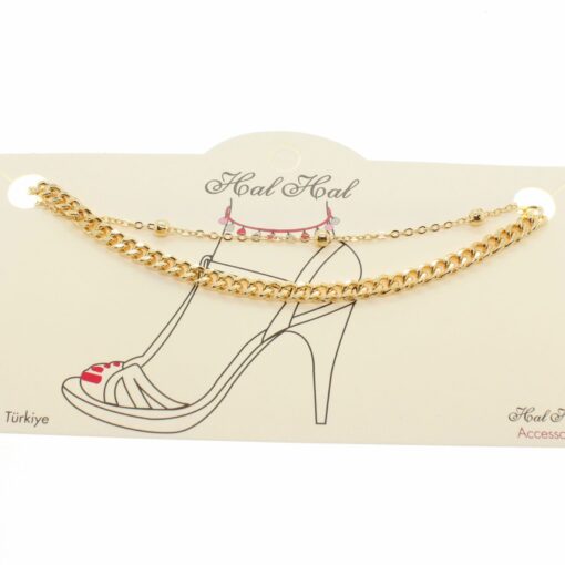 Grossiste Bracelet de cheville à boules et chaîne de cadène de couleur or - 1912