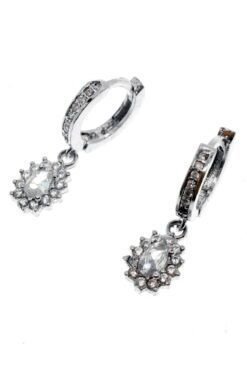 Toptan Gümüş Renk Oval Mengeç Zirkon Küpe - 2004 4 04e2261b9db74673950abc77277cb26e